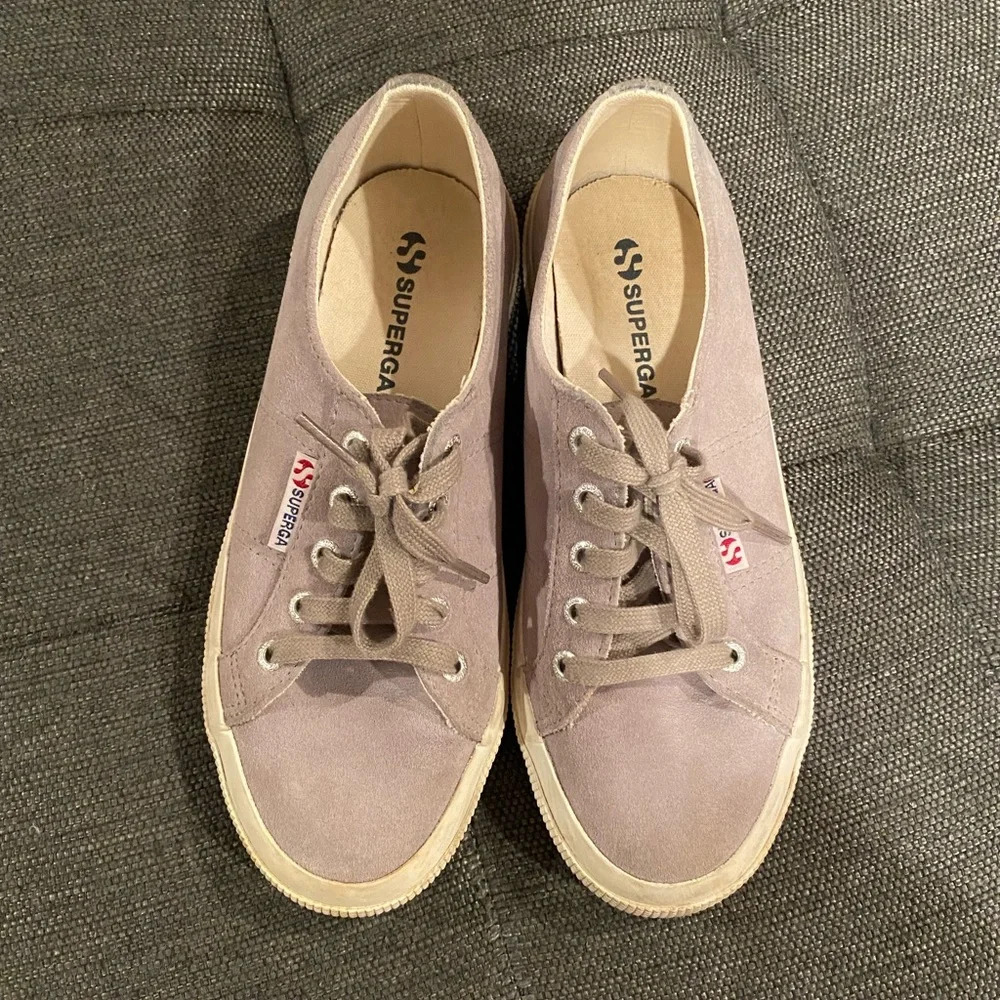 Superga Suede Sneakers, SZ 37.5 EURO 7 Women’s US. Grey!